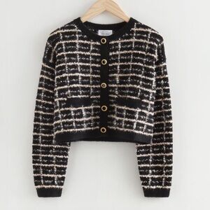 & Other Stories Knitted Tweed Jacquard Glitter Cardigan
